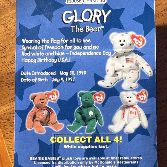RARE FIND McDonalds Ty Beanie Glory The Bear Collector 1998 - Picture 3 of 4